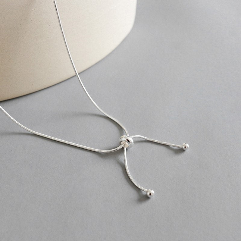 S925 Sterling Silver Creative Personality Minimalist Beads Snake Bracelet Beads Necklace Item