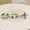 S925 Sterling Silver Double Willow Ring Female Open Ended Fashion Personality Retro Thai Silver Vintage Simple Cross Men