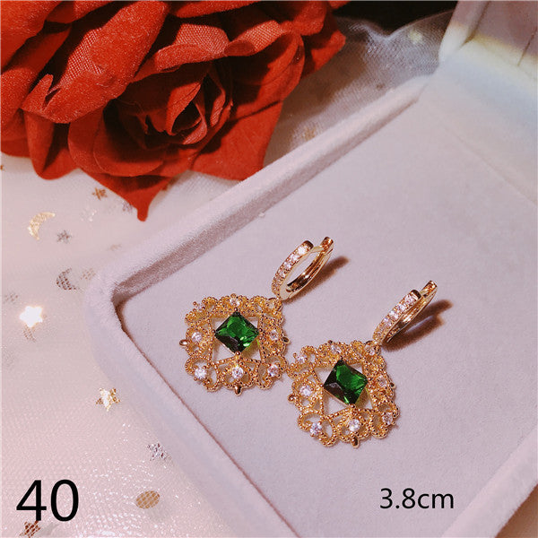 S925 Sterling Silver Drop Earrings For Women Gold Emerald Gemstone Baroque Vintage Palace Luxury Fine Jewelry Accessories