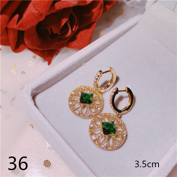 S925 Sterling Silver Drop Earrings For Women Gold Emerald Gemstone Baroque Vintage Palace Luxury Fine Jewelry Accessories