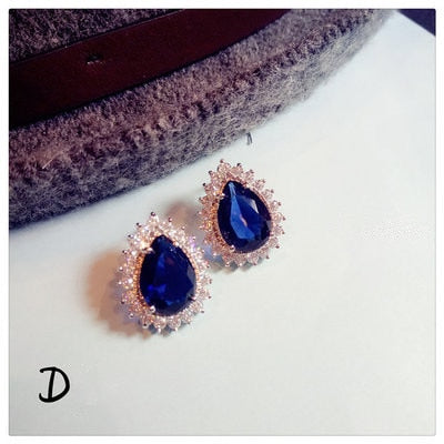 S925 Sterling Silver Drop Earrings For Women Sapphire Eardrop Fine Jewelry Bride Wedding Luxury Vintage Bijouterie Anting Wanita