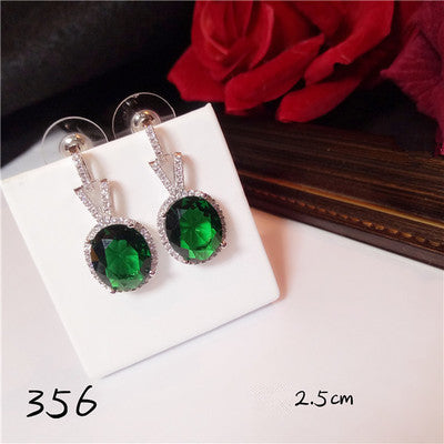 S925 Sterling Silver Emerald Eardrop Earrings For Women Vintage Luxury Temperament Bijoux Ear Studs Anti Allergy Fine Jewelry
