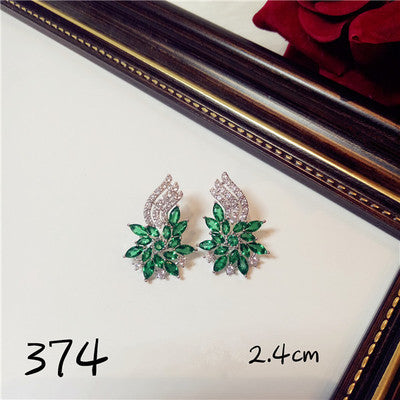 S925 Sterling Silver Emerald Eardrop Earrings For Women Vintage Luxury Temperament Bijoux Ear Studs Anti Allergy Fine Jewelry