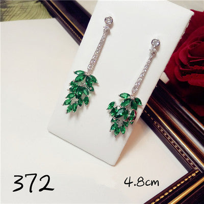 S925 Sterling Silver Emerald Eardrop Earrings For Women Vintage Luxury Temperament Bijoux Ear Studs Anti Allergy Fine Jewelry