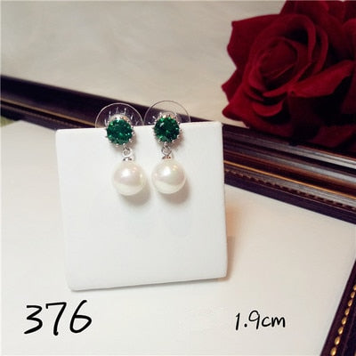 S925 Sterling Silver Emerald Eardrop Earrings For Women Vintage Luxury Temperament Bijoux Ear Studs Anti Allergy Fine Jewelry