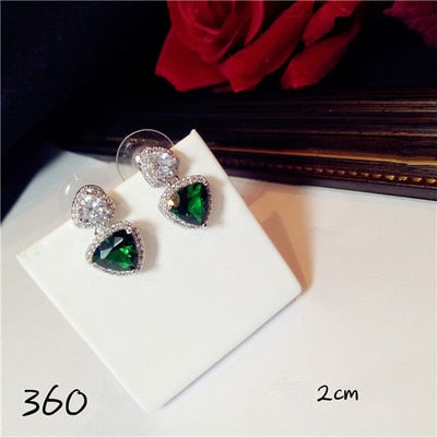 S925 Sterling Silver Emerald Eardrop Earrings For Women Vintage Luxury Temperament Bijoux Ear Studs Anti Allergy Fine Jewelry