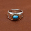 S925 Sterling Silver Feathers Ring Retro Thai Silver Takahashi Kagura Goro's Simple Smooth Inlaid Turquoise Ring Men And Women