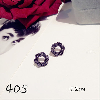 S925 Sterling Silver Fine Jewelry Drop Earrings For Women Black Spinel Simple Temperament Vintage Rose Swan Eardrop Brincos