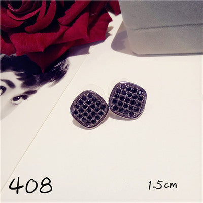 S925 Sterling Silver Fine Jewelry Drop Earrings For Women Black Spinel Simple Temperament Vintage Rose Swan Eardrop Brincos