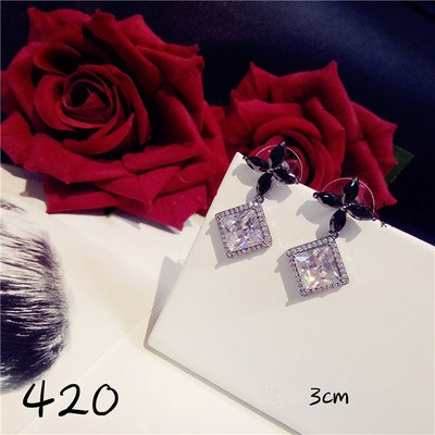 S925 Sterling Silver Fine Jewelry Drop Earrings For Women Black Spinel Simple Temperament Vintage Rose Swan Eardrop Brincos