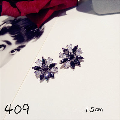 S925 Sterling Silver Fine Jewelry Drop Earrings For Women Black Spinel Simple Temperament Vintage Rose Swan Eardrop Brincos