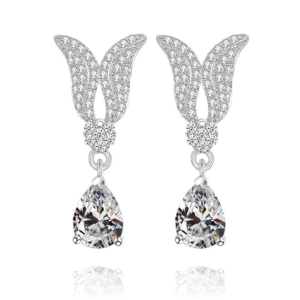 S925 Sterling Silver Fine Jewelry Drop Earrings For Women Wing Vintage Luxury Water Drop Multicolor Cubic Zirconia Brincos