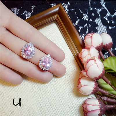 S925 Sterling Silver Fine Jewelry Earrings Light Orange Vintage Pink Pearls Long Crystal Flower Cubic Zirconia Aretes