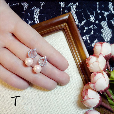 S925 Sterling Silver Fine Jewelry Earrings Light Orange Vintage Pink Pearls Long Crystal Flower Cubic Zirconia Aretes