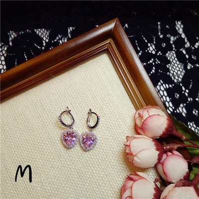 S925 Sterling Silver Fine Jewelry Earrings Light Orange Vintage Pink Pearls Long Crystal Flower Cubic Zirconia Aretes