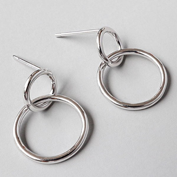 S925 Sterling Silver Geometric Round Circle Simple Stud Earrings