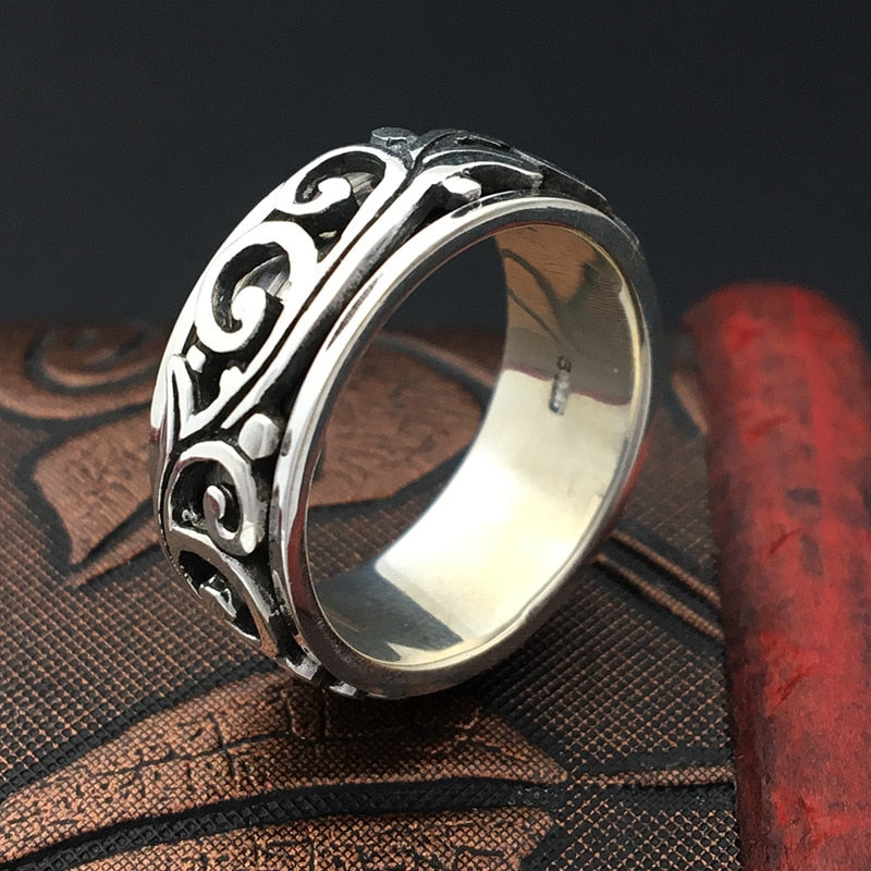 S925 Sterling Silver Handmade Ornaments Handcrafted Retro Thai Silver Personal Ring Male