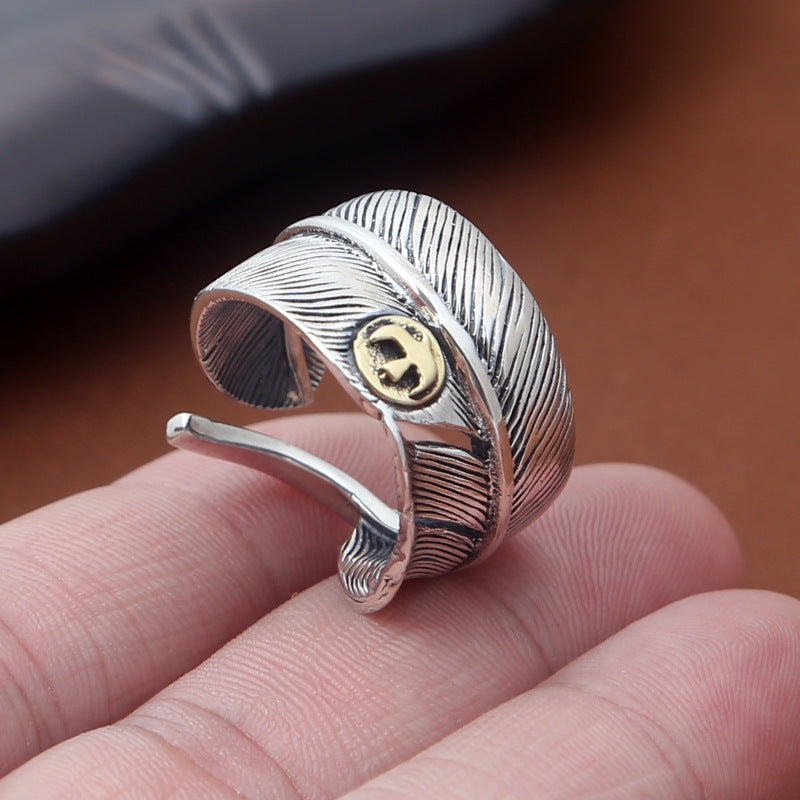 S925 Sterling Silver Jewelry Fashion Retro Thai Silver Takahashi Goro Eagle Feathers Open Ended Ring