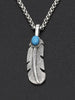 S925 Sterling Silver Jewelry Retro Thai Silver Men and Women Handmade Blue Turquoise Thick Eagle Feather Pendant