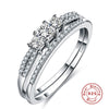 S925 Sterling Silver Jewelry Rings For Women Double Lovers Ring White Gold Color Bow Cubic Zirconia Anillos Mujer Accessories
