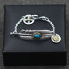 S925 Sterling Silver Jewelry Wholesale Takahashi Goro Retro Thai Silver Feather Blue Turquoise Men And Women Bracelet