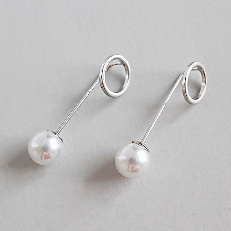 S925 Sterling Silver Long Tassel Earrin for Women Fashion Pearl Circle Drop Earrings Jewelry