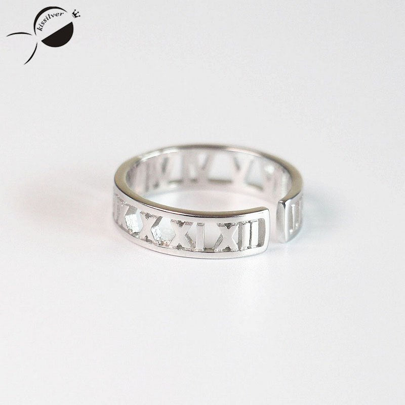 S925 Sterling Silver Men Ring Hollow Rings for Women Lovers Fine Jewelry Simple Letter Wedding Anniversary Rings New Fashion