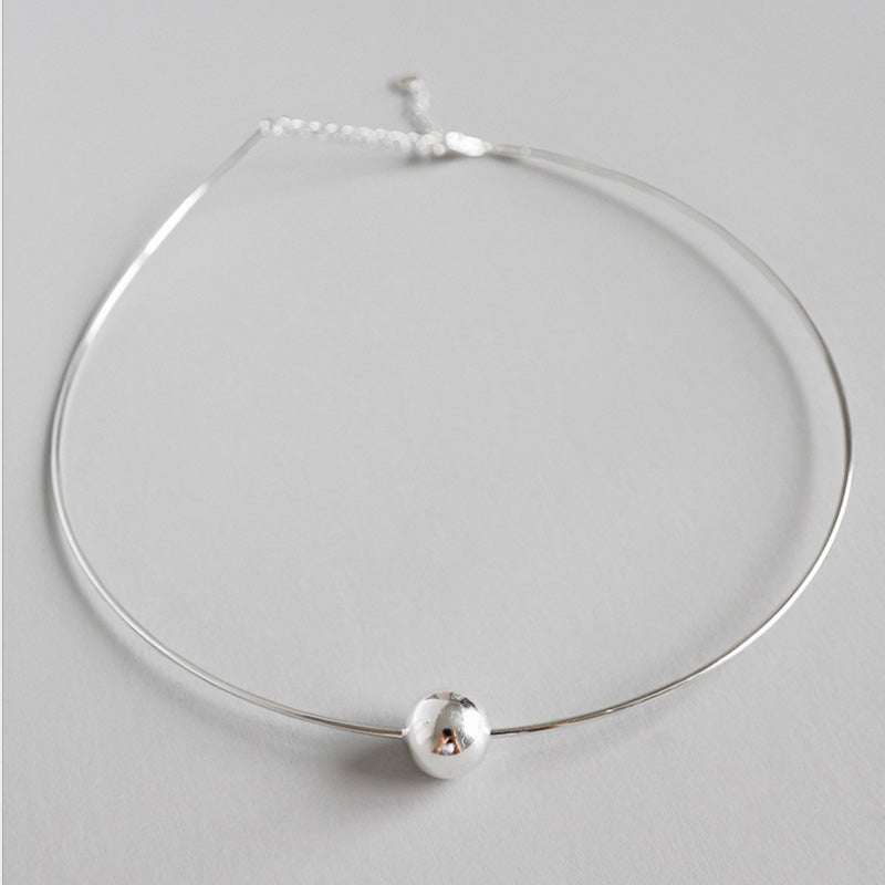 S925 Sterling Silver Necklace Fashion Personality Handmade Geometric Ball Jewelry Nice Gift