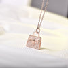 S925 Sterling Silver Personality Bag Shape Pendant Necklace Sliver Gold Plated women girl sweater chain Jewelry Gifts for Mom