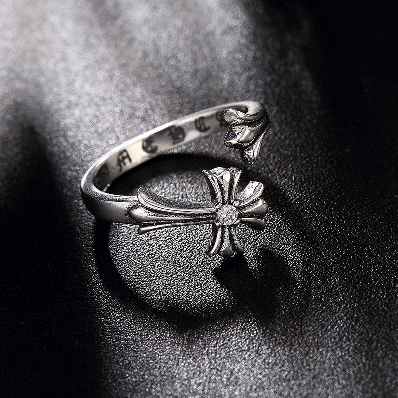 S925 Sterling Silver Retro Thai Silver Crusader Flower Ring, Personalized Ladies, Wholesale Silver Rings Wholesale