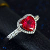 S925 Sterling Silver Ruby Jewelry Wedding Rings For Women Red Heart-Shaped Fine Jewellry Engagement Bridal Ring Anillos Mujer