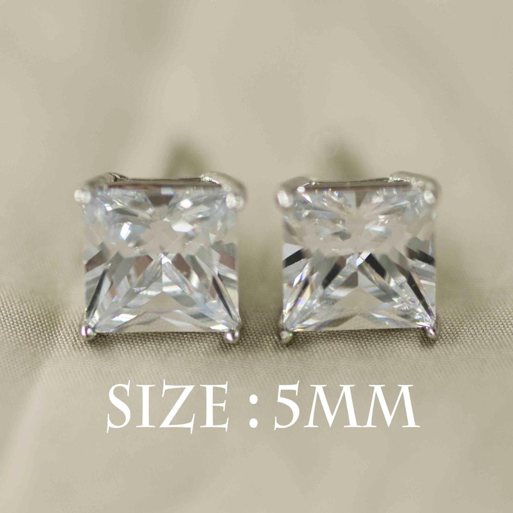 S925 Sterling Silver Square Stud Earrings For Women Crystal Zircon Statement Earring CZ Stone Luxury Wedding Jewelry Gift brinco