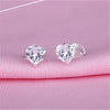 S925 Sterling Silver Stud Earrings For Women Cubic Zirconia 4-8mm Heart-Shaped Bridal Wedding Engagement Fine Jewelry Bijouterie