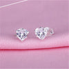 S925 Sterling Silver Stud Earrings For Women Cubic Zirconia 4-8mm Heart-Shaped Bridal Wedding Engagement Fine Jewelry Bijouterie
