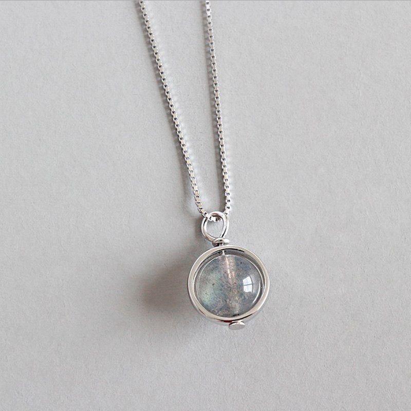 S925 Sterling Silver Unique Handmade Natural Moonstone Necklace