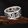S925 Sterling Silver Vintage Antique Style Tibetan Mani Mantra Lovers Ring