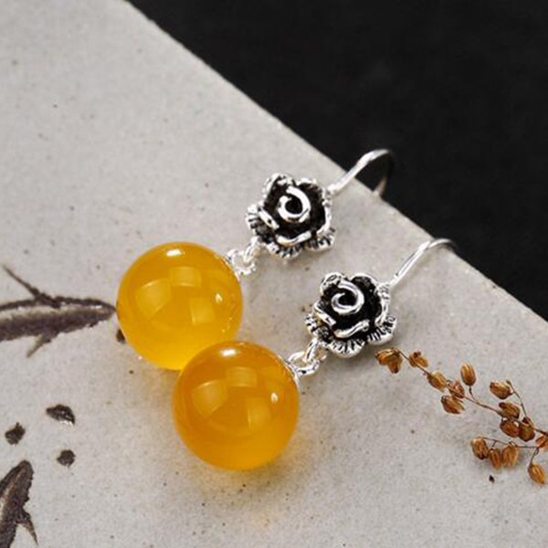 S925 Sterling Sliver High-end Women Drop Earring Jewelry Vintage Fashion Roses and Beads Inlaid Earring Best Gift for Lady