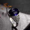 S925 Sterling Sliver Retro Fashion Natural Crystal Ring With Various Colors High-end Opening Engagement Ring Jewelry for Women