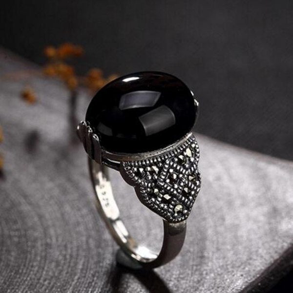 S925 Sterling Sliver Retro Fashion Natural Crystal Ring With Various Colors High-end Opening Engagement Ring Jewelry for Women