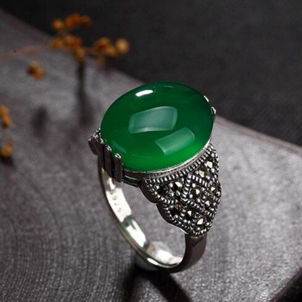 S925 Sterling Sliver Retro Fashion Natural Crystal Ring With Various Colors High-end Opening Engagement Ring Jewelry for Women