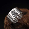 S925 Sterling Sliver Vintage Fashion Buddha Ring for Men and Women Thai Silver Open Ring