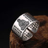 S925 Sterling Sliver Vintage Fashion Buddha Ring for Men and Women Thai Silver Open Ring