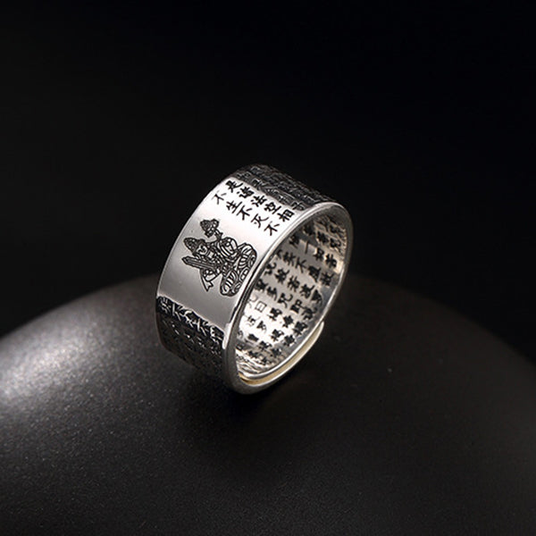 S925 Sterling Sliver Vintage Fashion Buddha Ring for Men and Women Thai Silver Open Ring
