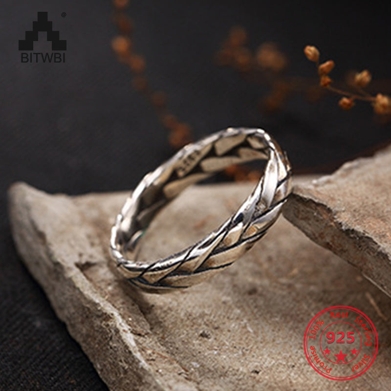 S925 Sterling Sliver Vntage Hand-woven Men and Women Couple Finger Ring Unique Personality Ring Jewelry for Lover