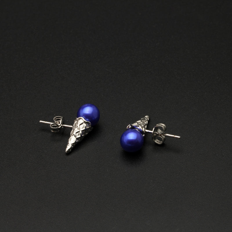 S925 Sterling silver Sweet tube round pearl earring customized multicolor pearl earring for children christmas gift