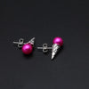S925 Sterling silver Sweet tube round pearl earring customized multicolor pearl earring for children christmas gift