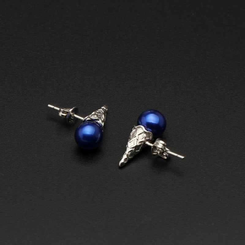 S925 Sterling silver Sweet tube round pearl earring customized multicolor pearl earring for children christmas gift