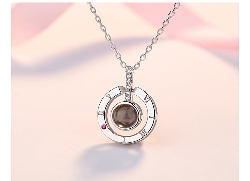 S925 Sterling silver pendant 100 languages I love you clavicle chain love memory engagement confession wedding necklace female