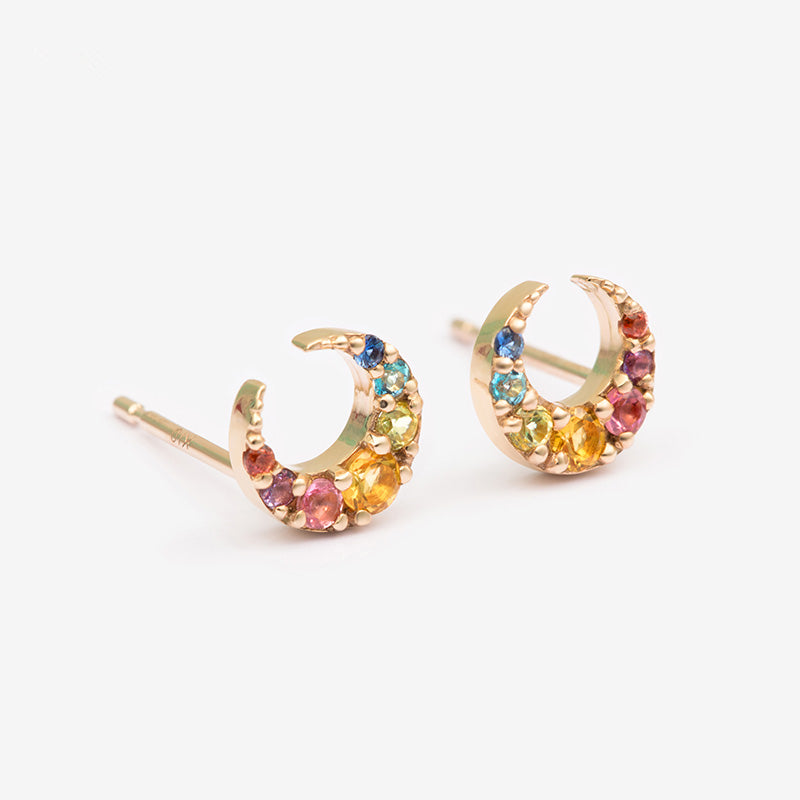 S925 Stud Earrings For Women Star Moon Sterling Silver Fine Jewelry Lovely Temperament Colorful Ear Studs Bricnos Accessories