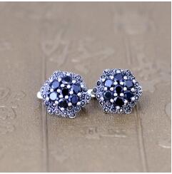 S925 fine jewelry   with flower ladies exquisite red ear clip